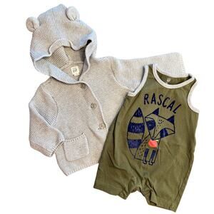 Baby Gap Infant Baby Boy Bundle Size 3-6 months Bodysuit Knit Cardigan